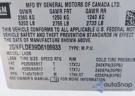 2013 Chevrolet Equinox 1Lt z USA, uszkodzony, nr VIN 2GNFLDE39D6106933